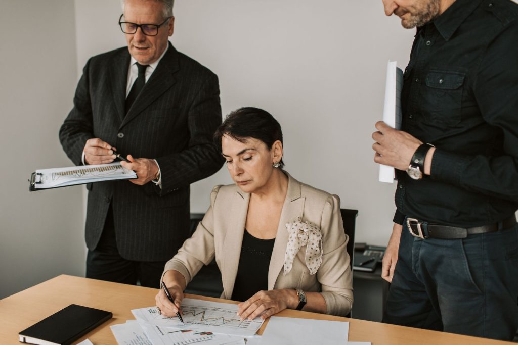 Account team walking a client through a business review